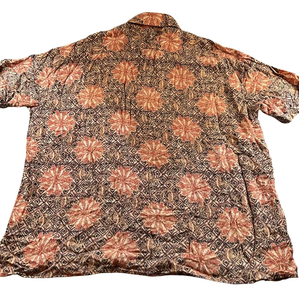 J Ferrar Mens XL‎ Short Sleeve Button Down Shirt Tropical Floral Print